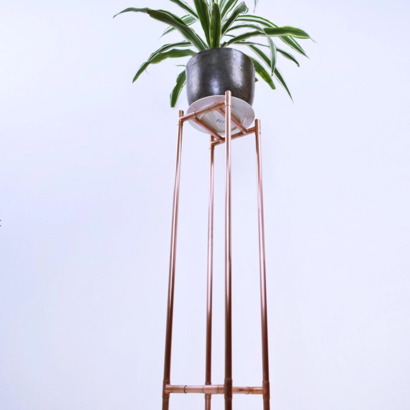 Handmade Copper Tall Slim Plant Stand Proper Copper Design