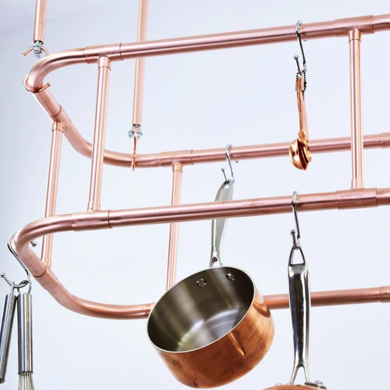 TwoTier Curved Copper Hanging Pot And Pan Rack Proper Copper Design