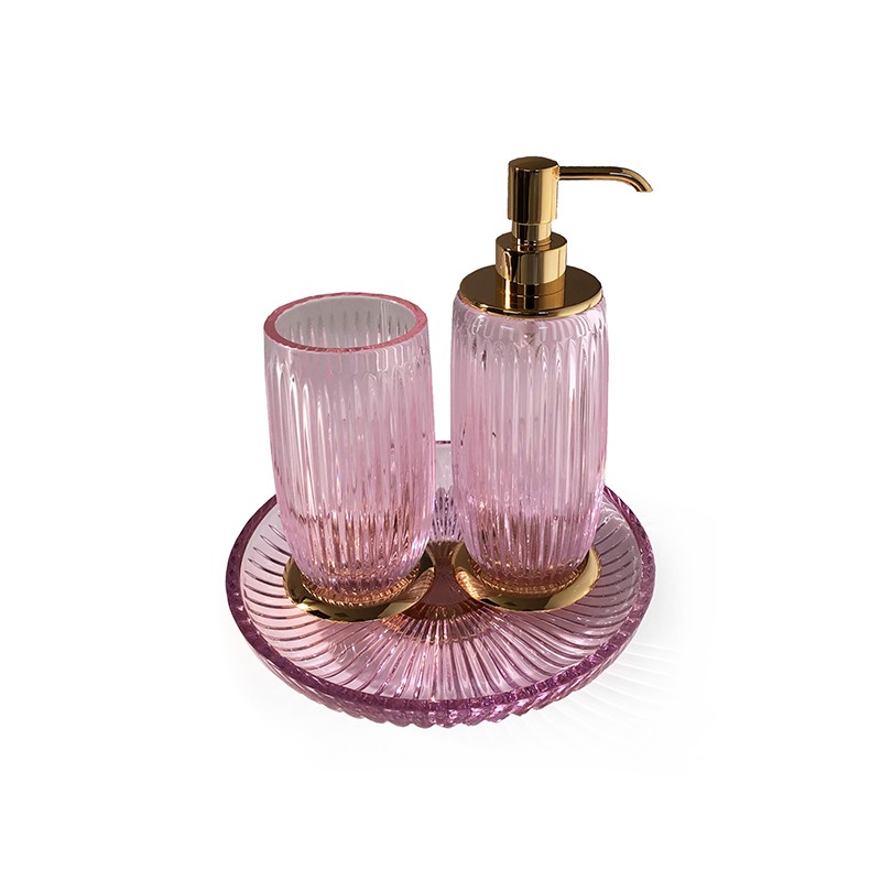 Set 4 pieces Soap Brush Dispencer Tray Treesseci