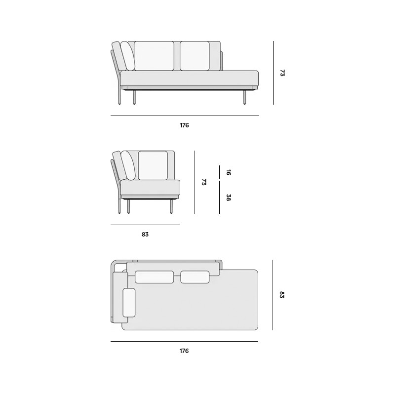 Flex Left Corner Double Seat  - Manutti 