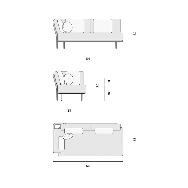 Flex Right Corner Double Seat  - Manutti 