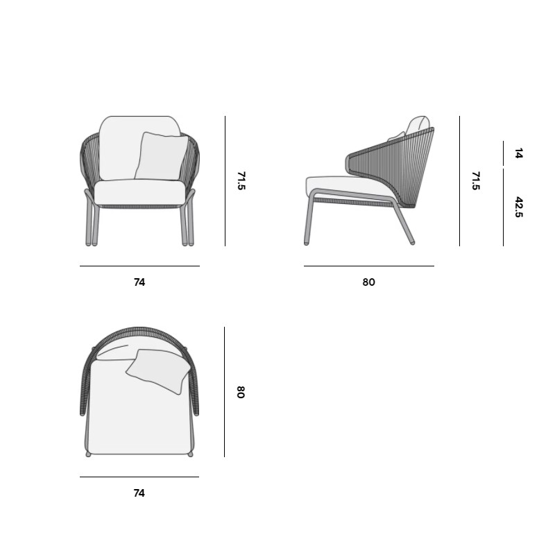 Radius 1S Lounge Chair Flint  - Manutti 