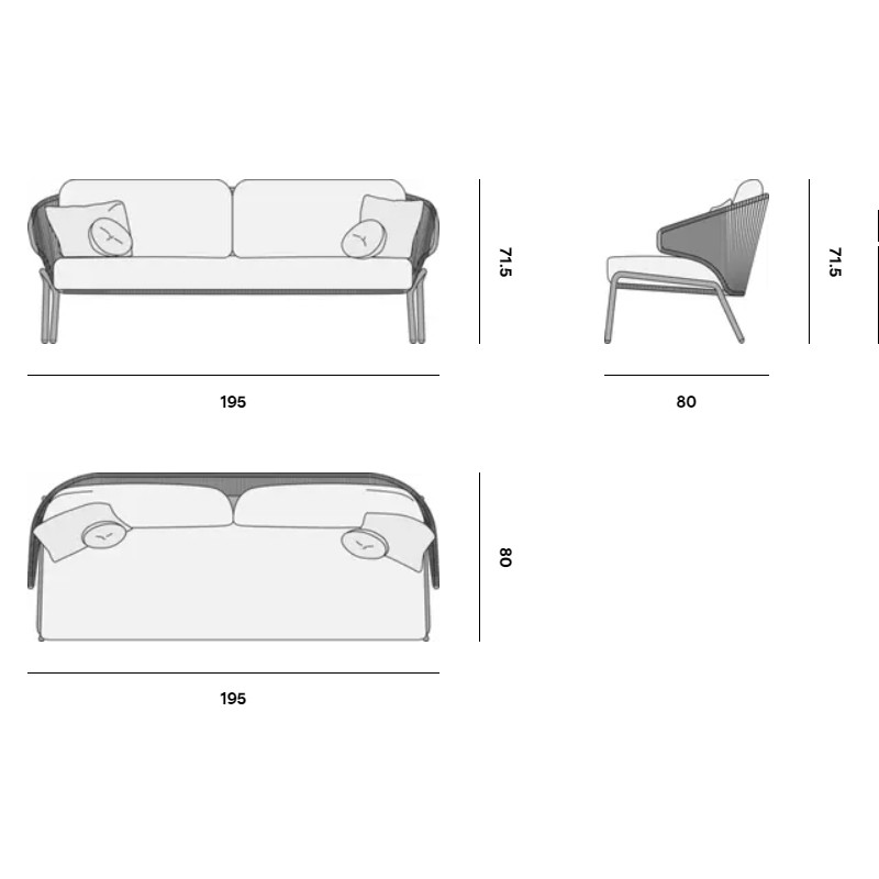Radius 2.5S Sofa Fixed Flint  - Manutti 