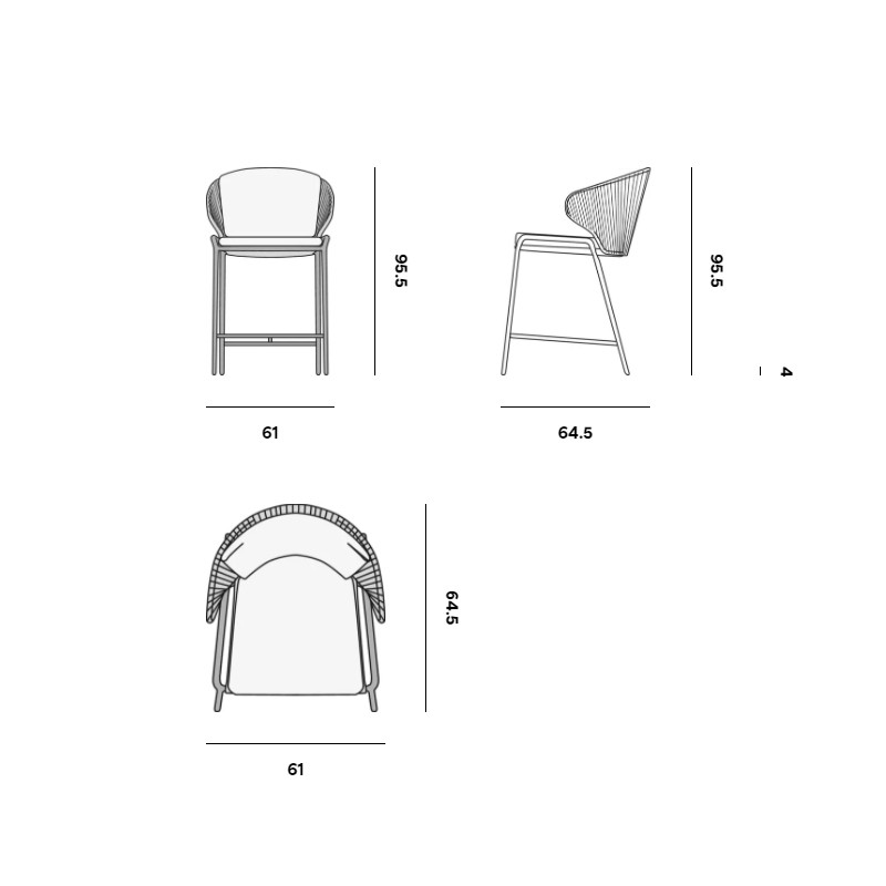 Radius Barstool 61 Rope Flint  - Manutti 
