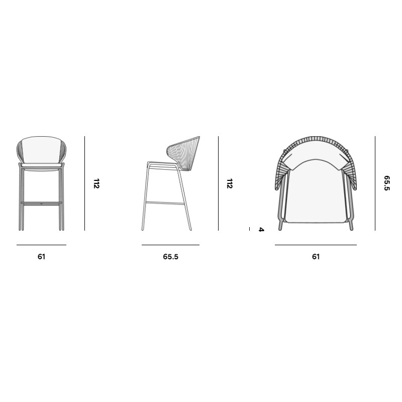 Radius Barstool 76 Rope Lava  - Manutti 