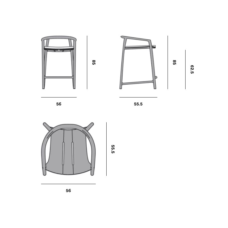 Solid Barstool Stool 61  - Manutti 