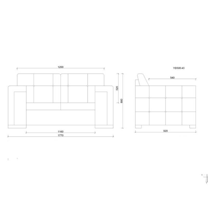 YD500 43 Two Seater Sofa  - Yasmin Decor 