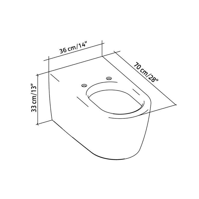 Wall Mounted Ceramic Toilet, length 70 cm  - Profilo Smart 