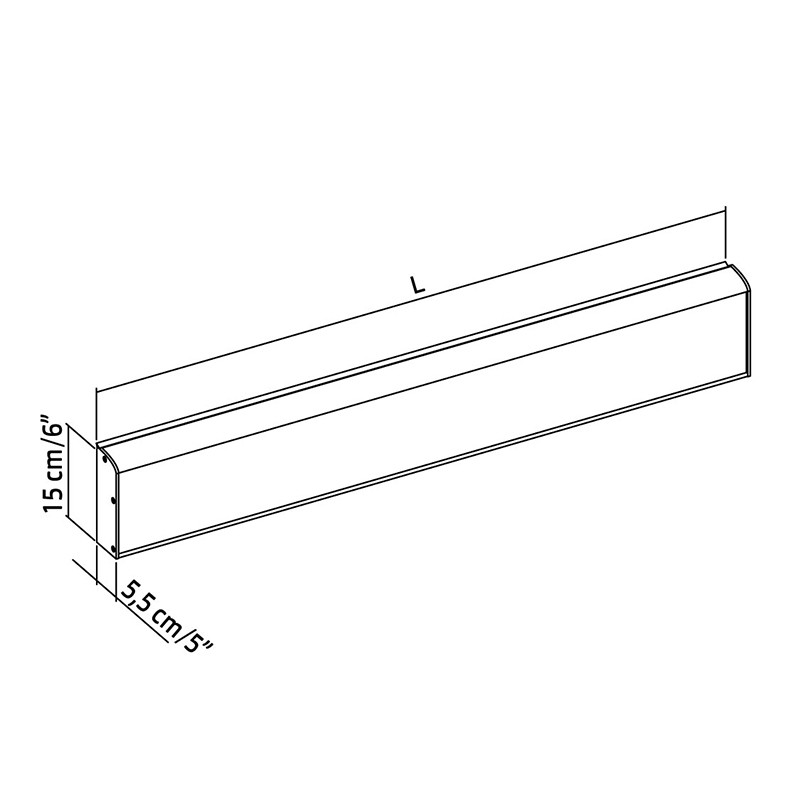 Wall Mounted Horizontal Track With Cover For Insert And Side Caps  - Profilo Smart 
