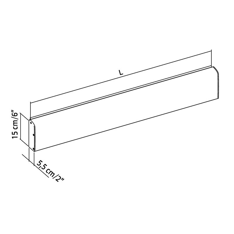 Wall Mounted Horizontal Track With Rounded Cover And Side Caps  - Profilo Smart 