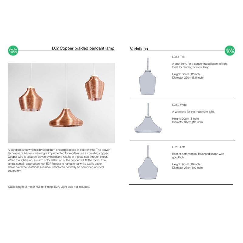 Copper Pendant Lamp Fat  - Studio Lorier 