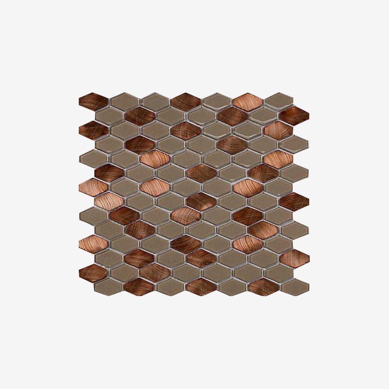 Aluminum And Glass Elongated Hexagon Mosaic  - Arvex 