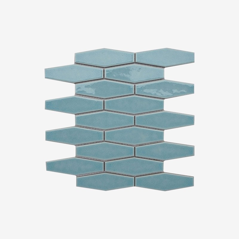Elongated Hexagon Porcelain Mosaic With Crackled Glaze Effect Arvex