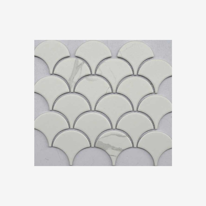 Marble Look Fan Shape Porcelain Mosaic Arvex