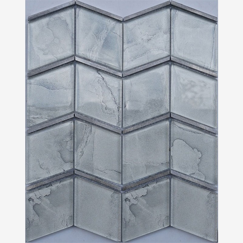 Digital Printed Glass Rhomboids With Aluminum Frame Chevron Mounting Arvex