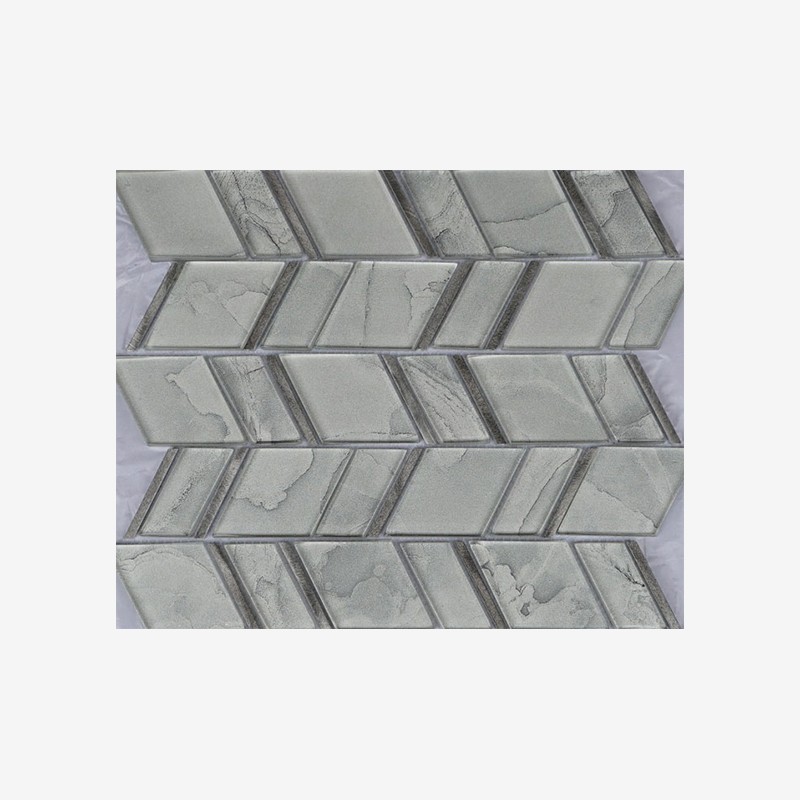 Digital Printed Glass Rhomboids With Aluminum Frame Irregular Chevron Mounting Arvex