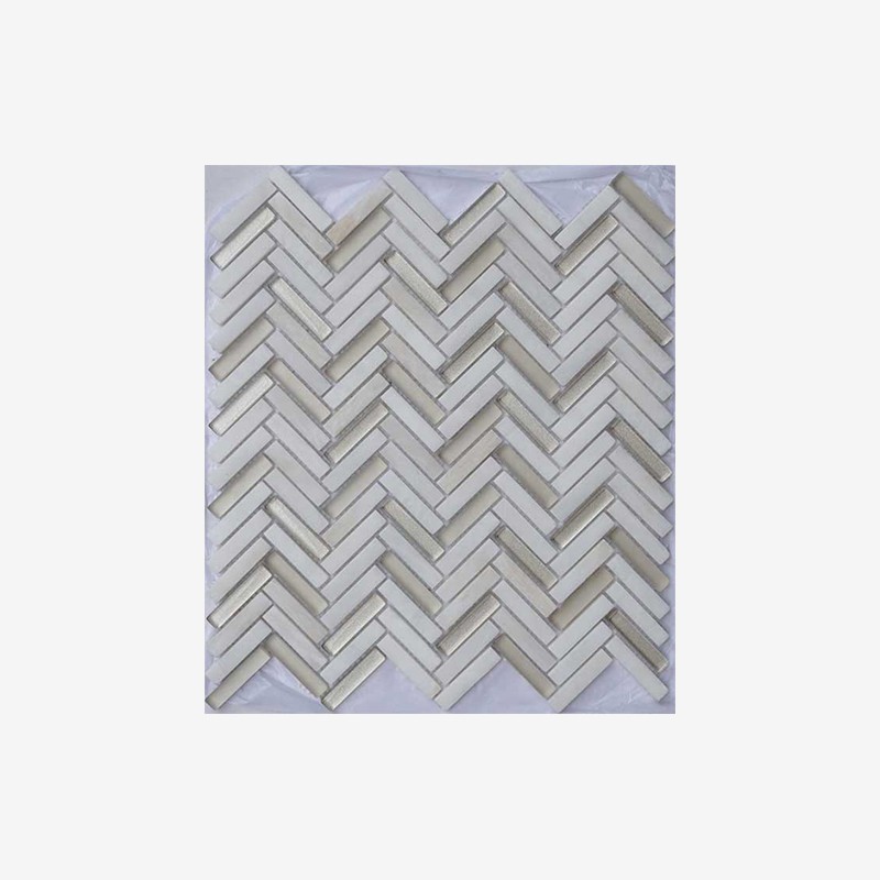 Glass And Stone Sticks Mosaic Herringbone Mounting Arvex