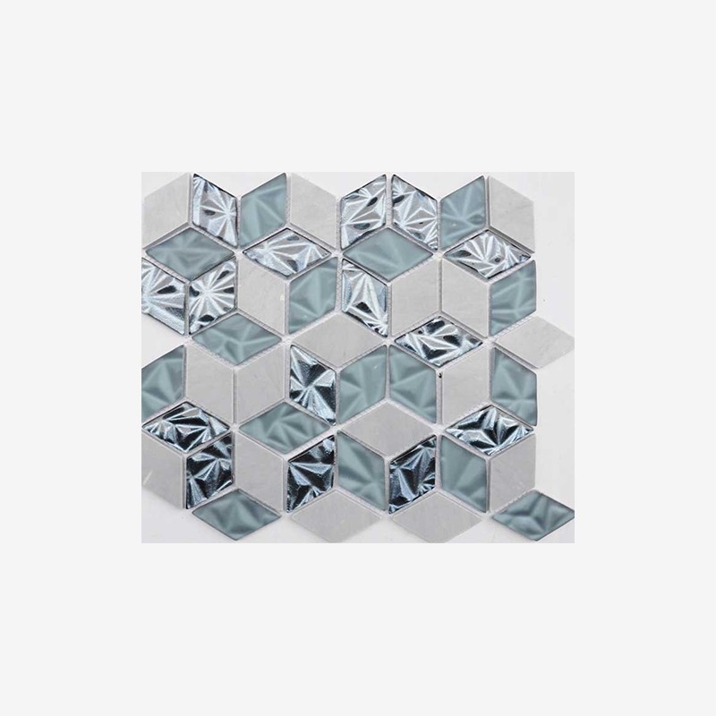Laminated Glass And Stone Rhomboid Mosaic Arvex