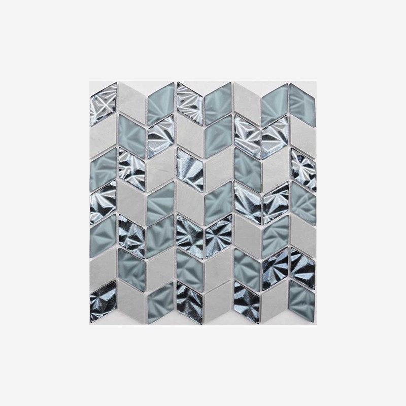 Laminated Glass And Stone Rhomboid Mosaic Chevron Mounting Arvex