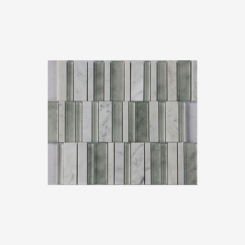 Soft Texture Glass And Carrara Piano Pattern Mosaic Arvex