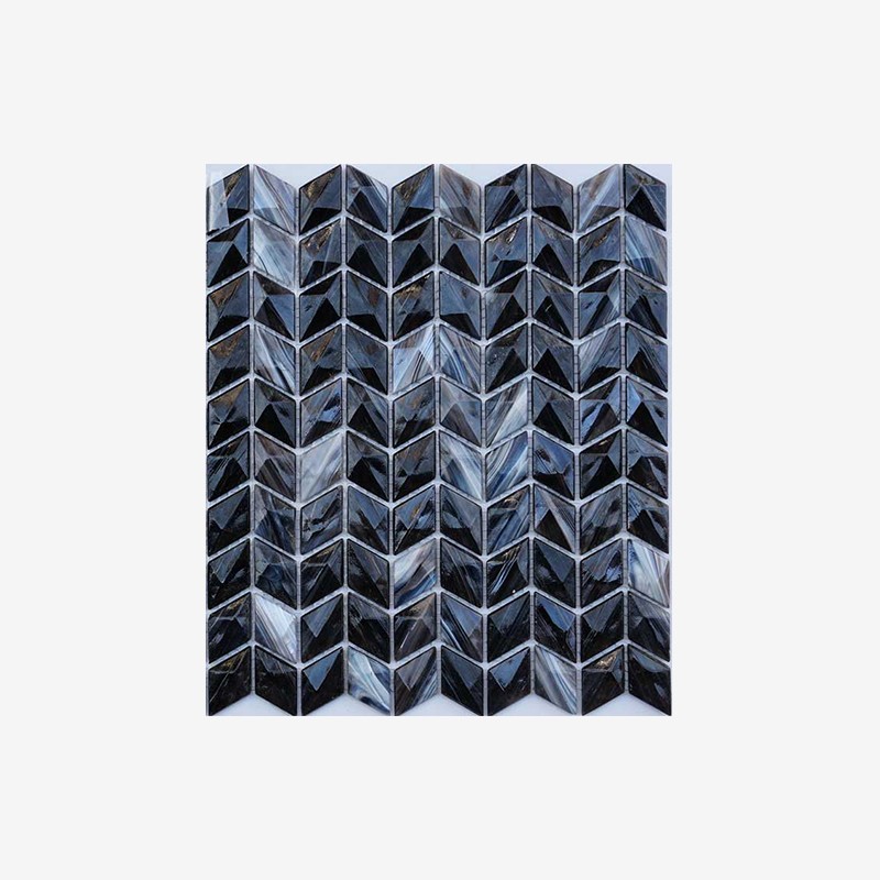 Cast Glass Chevron Mounted Rhomboid Mosaic Arvex