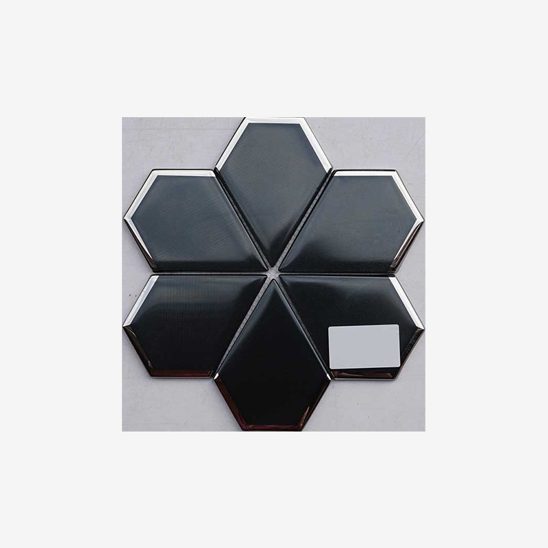Glass Pentagon Mosaic With Mirror Frame  - Arvex 