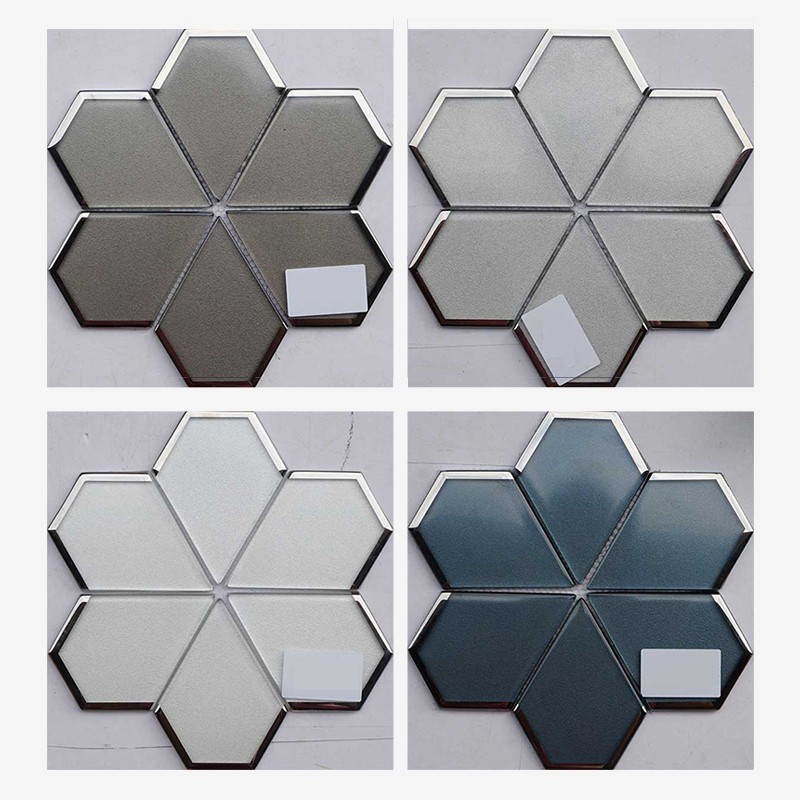 Glass Pentagon Mosaic With Mirror Frame  - Arvex 