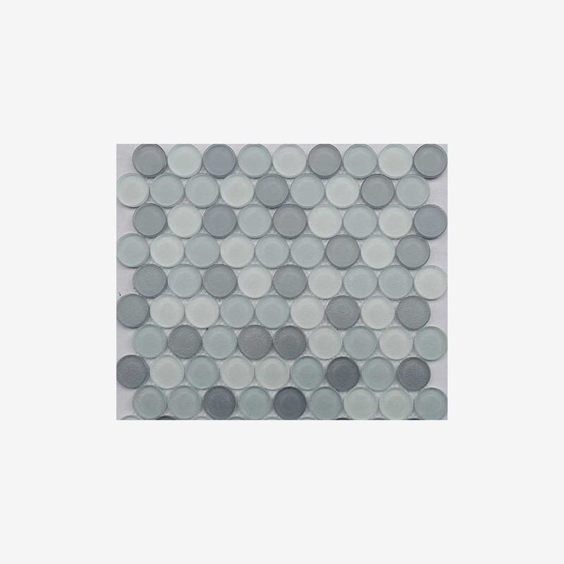 Metallic Glass Penny Round Mosaic With Soft Texture Arvex