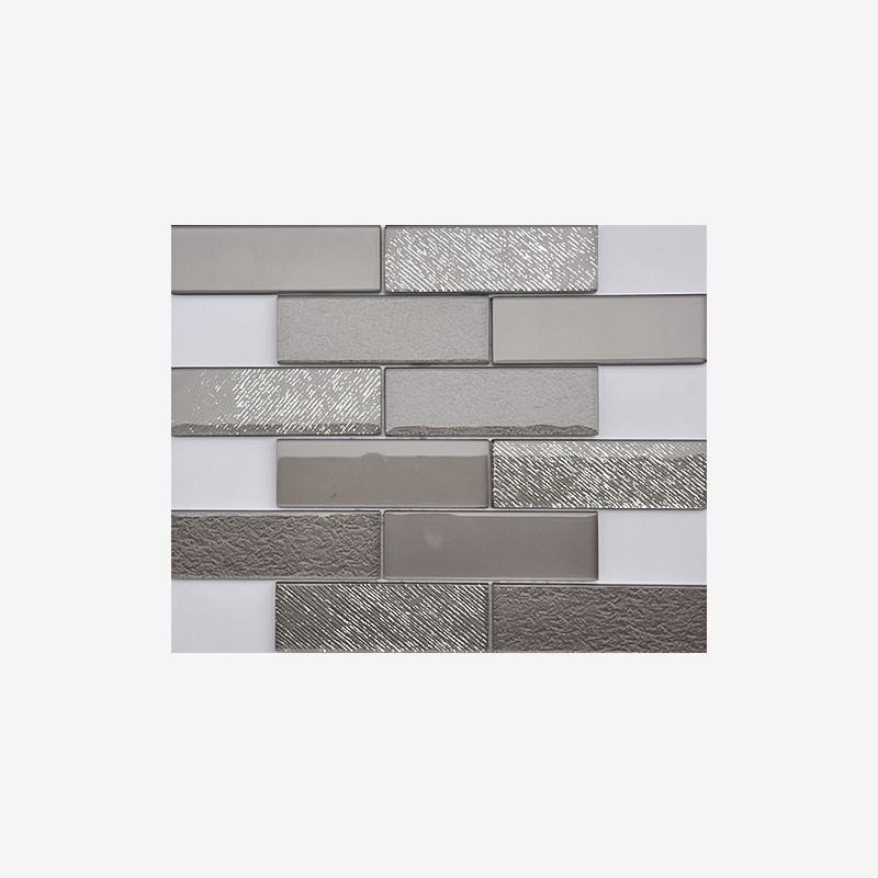 Multi Texture Metallic Glass Tiles Mesh Mounted Arvex