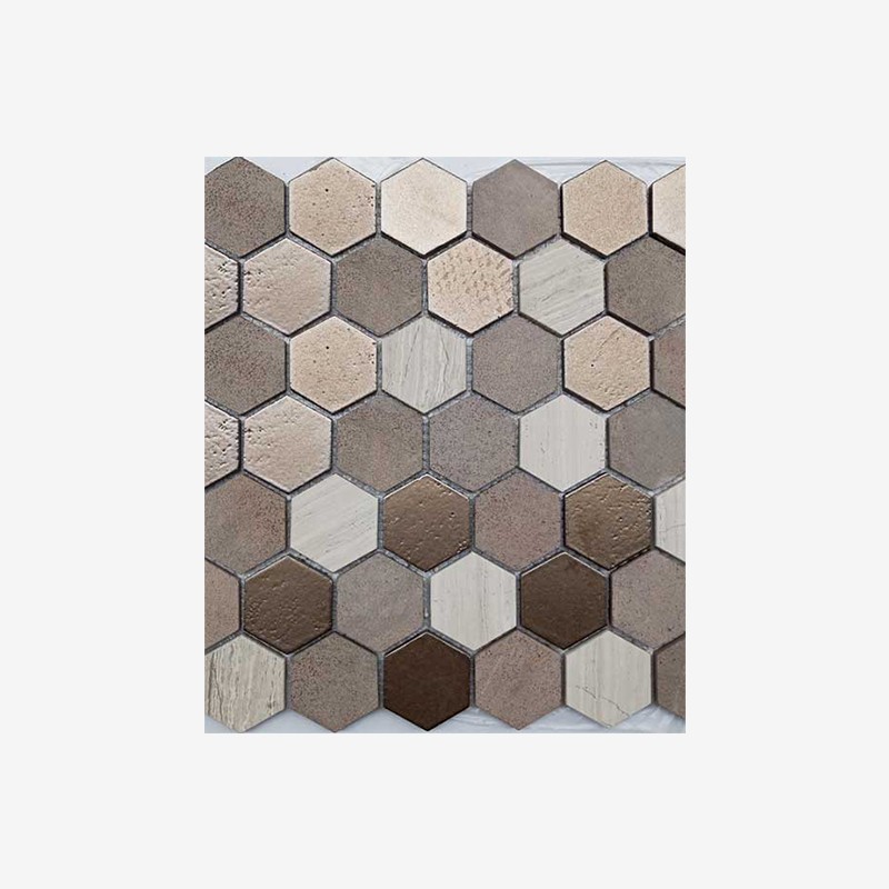Glazed Basalt And Marble Hexagon Mosaic Arvex
