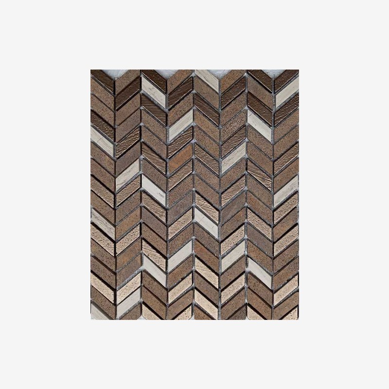 Glazed Basalt And Marble Mini Chevron Mosaic Arvex