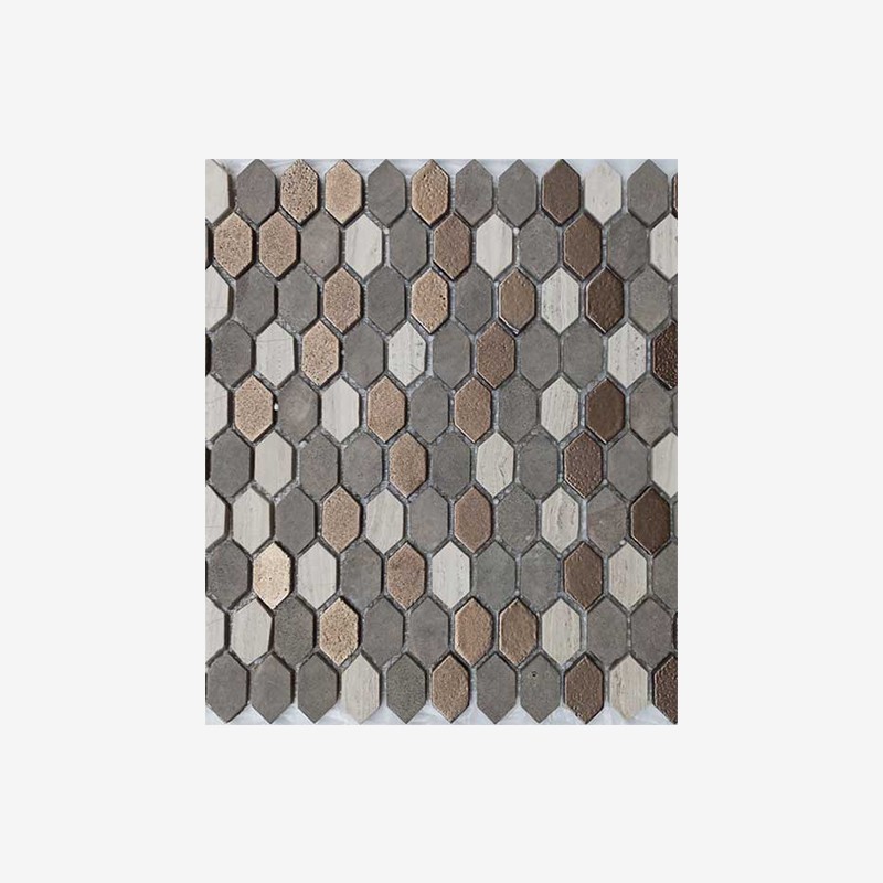 Glazed Basalt And Marble Mini Picket Mosaic Arvex