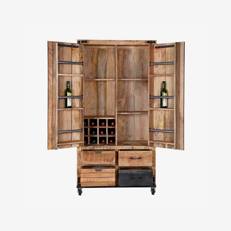 Oenophile Rolling Wine Bar Cabinet Furniture BoutiQ