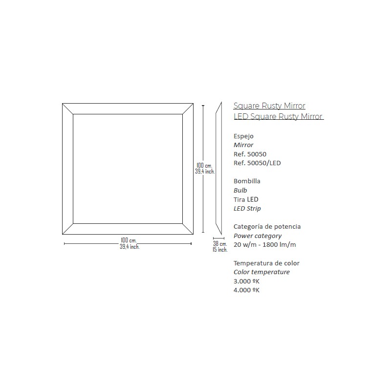 Square Rusty Mirror  - Boheme Design 