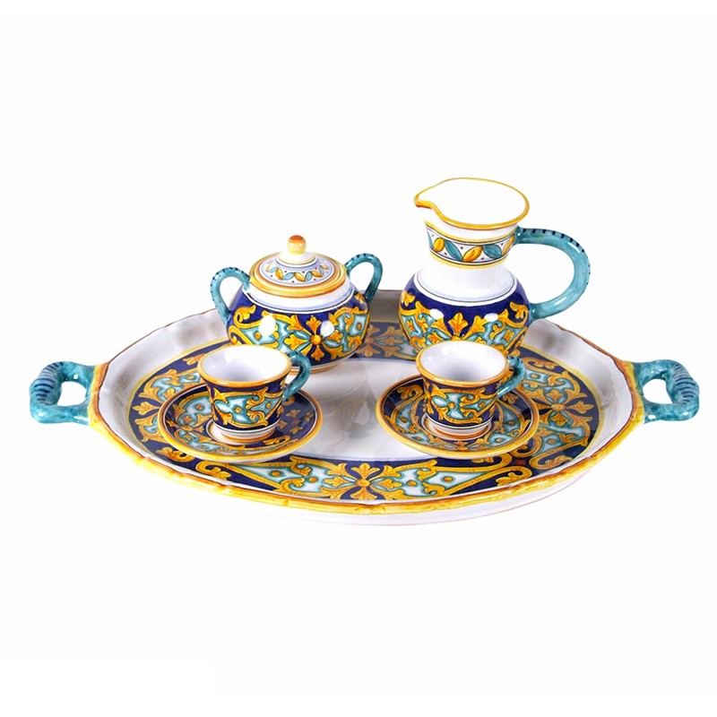 Espresso Cup & Saucer - Decoro Banda Blu 804a Antica Deruta
