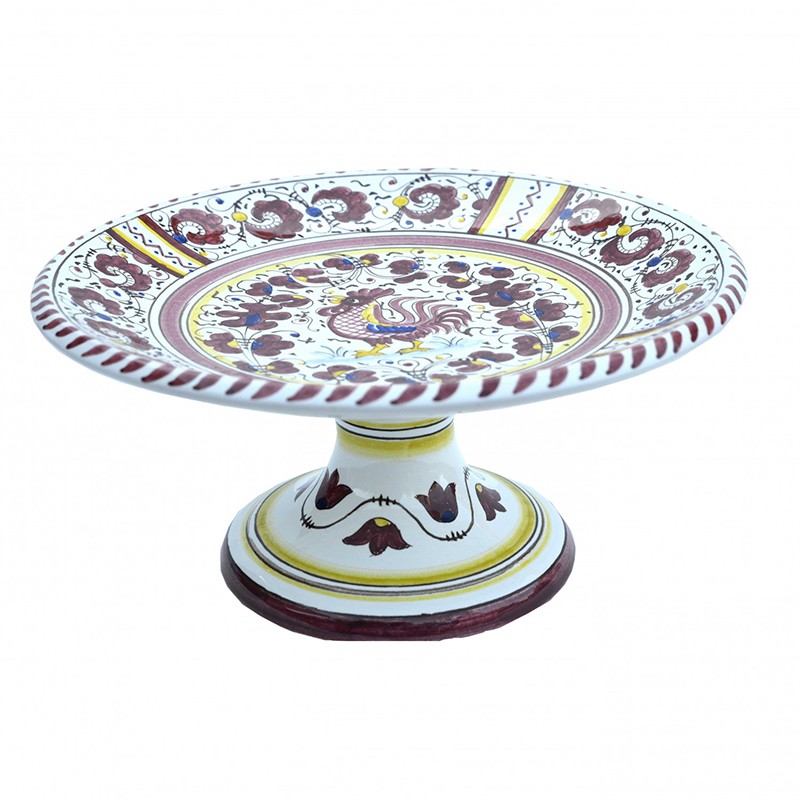 Fruttiera Centrotavola - Decoro Galletto Rosso Antica Deruta