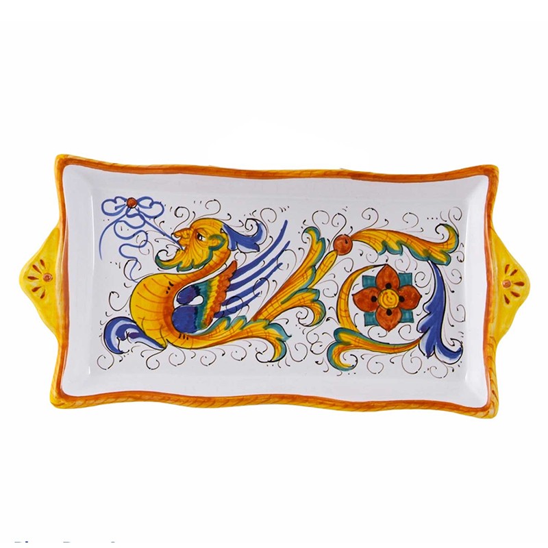 Set Vassoio Con 2 Tazzine Caffe Espresso - Decoro Raffaellesco Antica Deruta