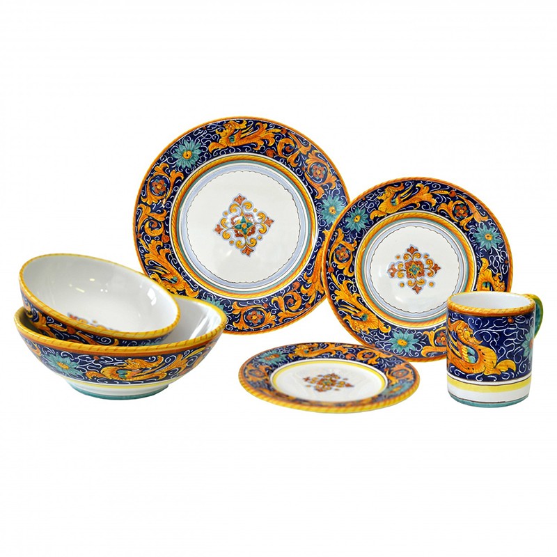 Soup Plate - Decor Raffaellesco Fondo Blu 01a Antica Deruta