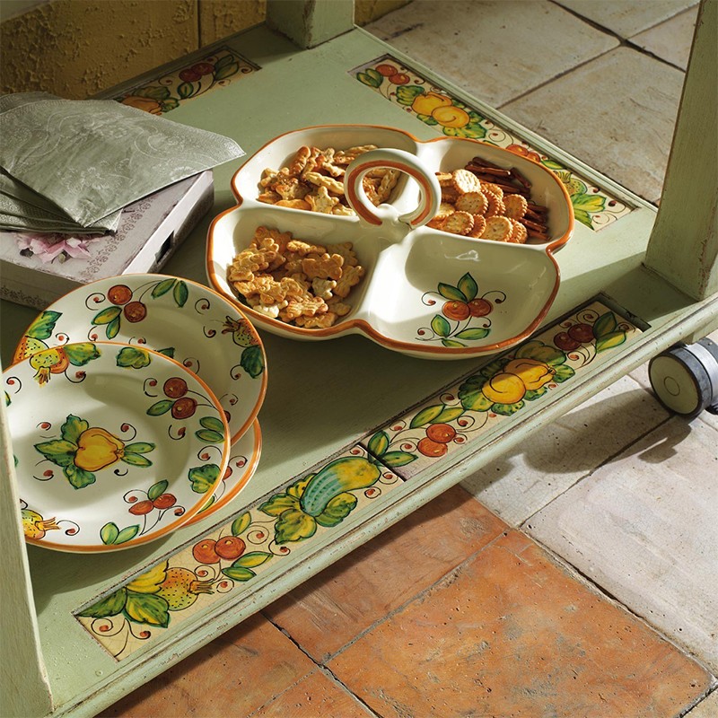 Wood Carts With Ceramic Inserts Antica Deruta