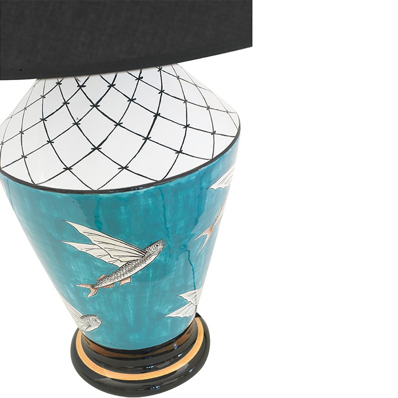 Lamp With Shade - Decor Flying Fish Tiffany Antica Deruta