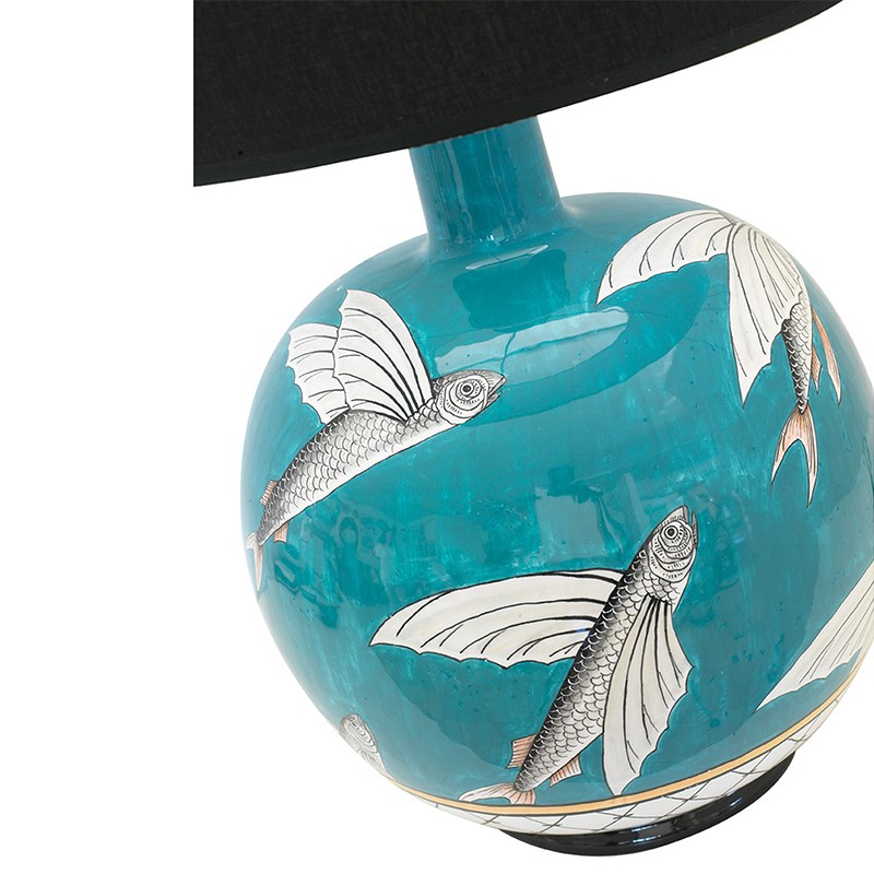 Lamp With Shade - Decor Flying Fish Tiffany Antica Deruta