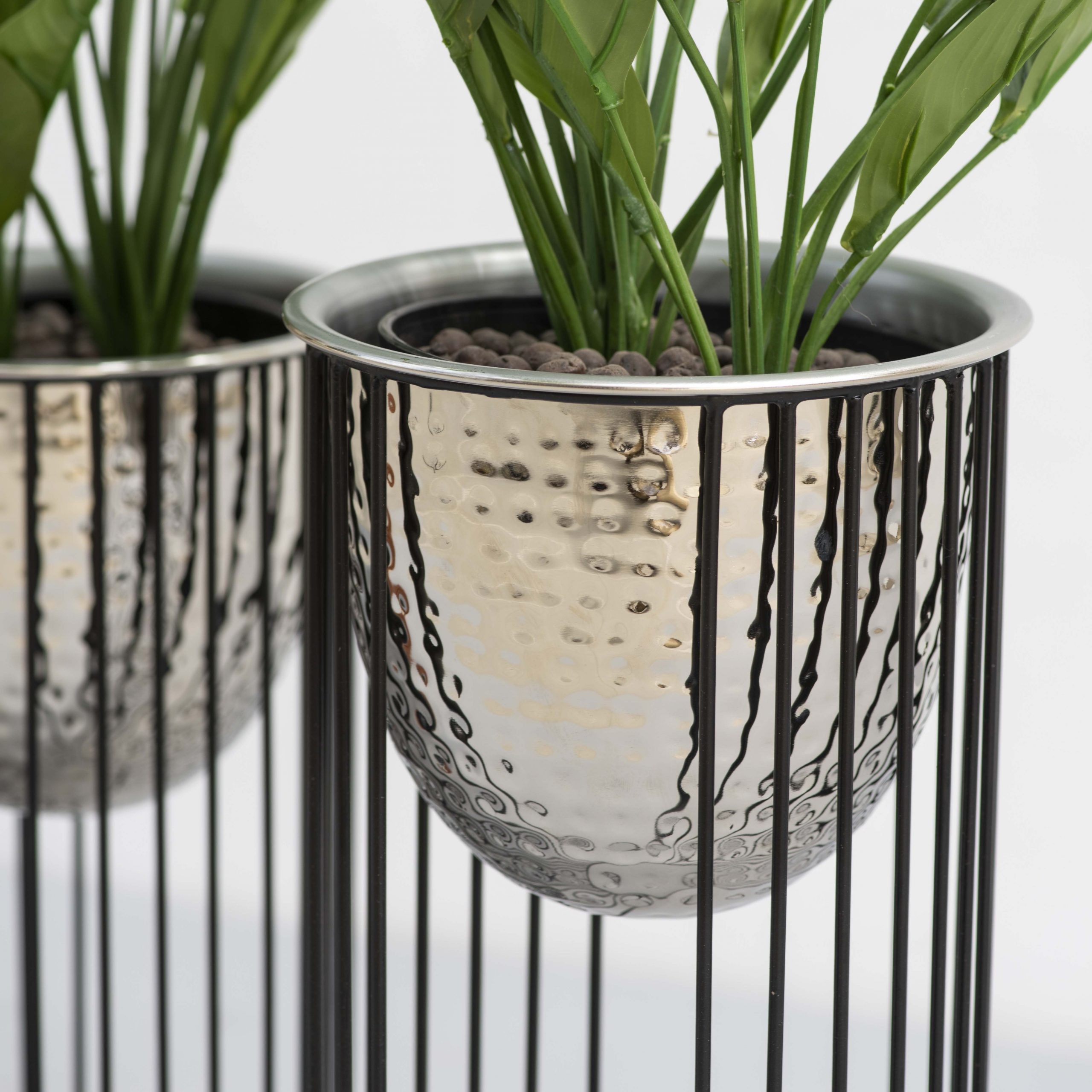 Athena Hammered Planters Silver Set of 2  - The Decor Remedy 