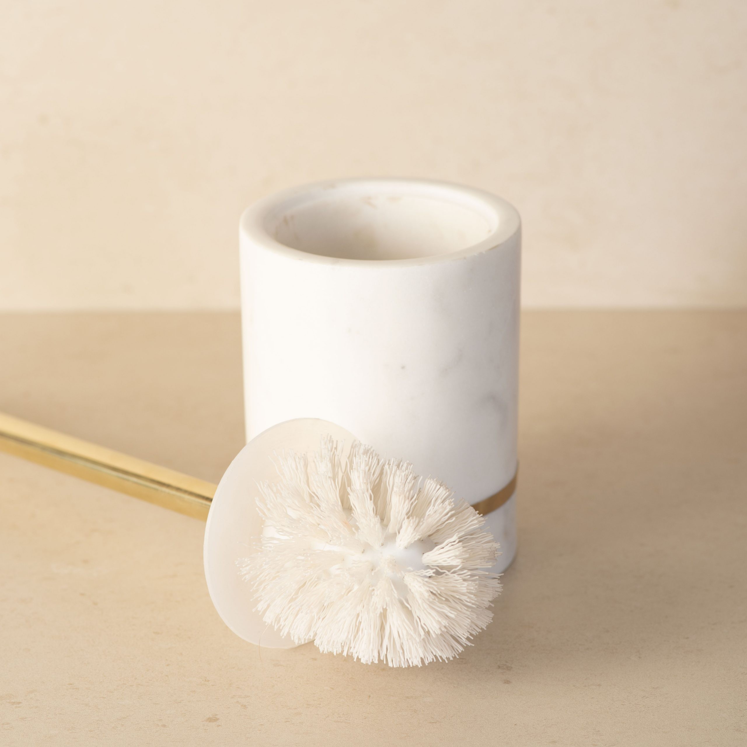 Aurelia Marble And Brass Toilet Brush Cleaner  - The Decor Remedy 