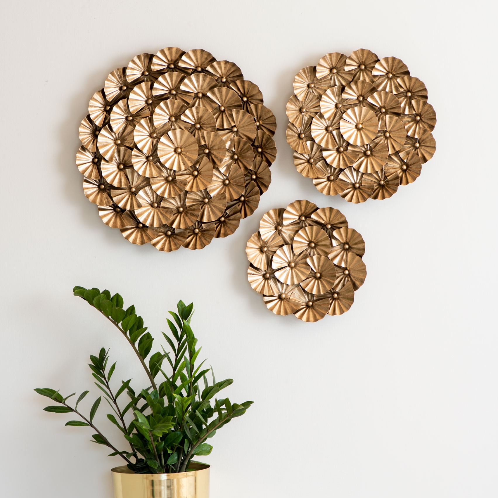 Floral Sun Gold Set of 3 Wall Decor The Decor Remedy
