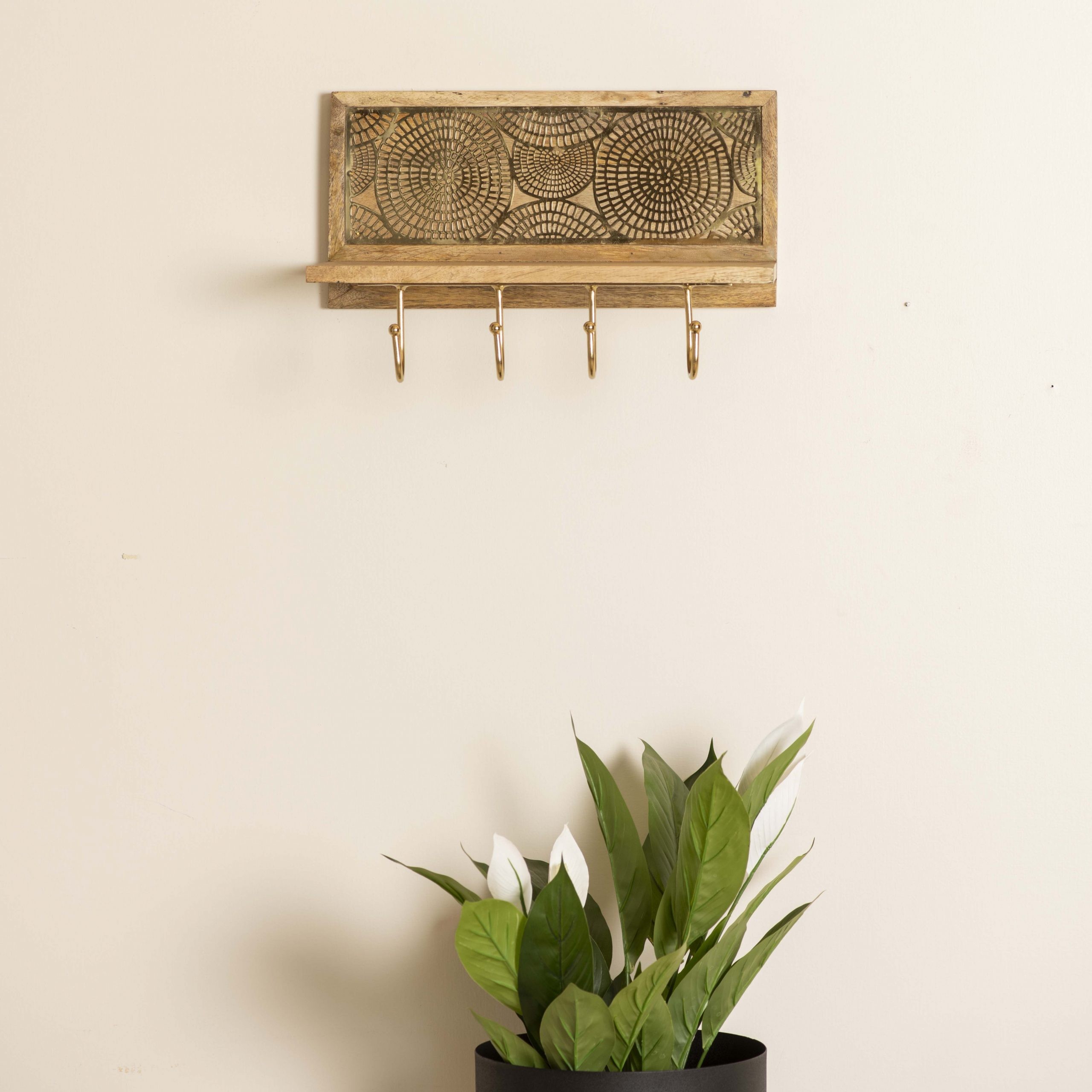 Mandala Shelf With Hook Metal Mesh Small Set of 2 The Decor Remedy
