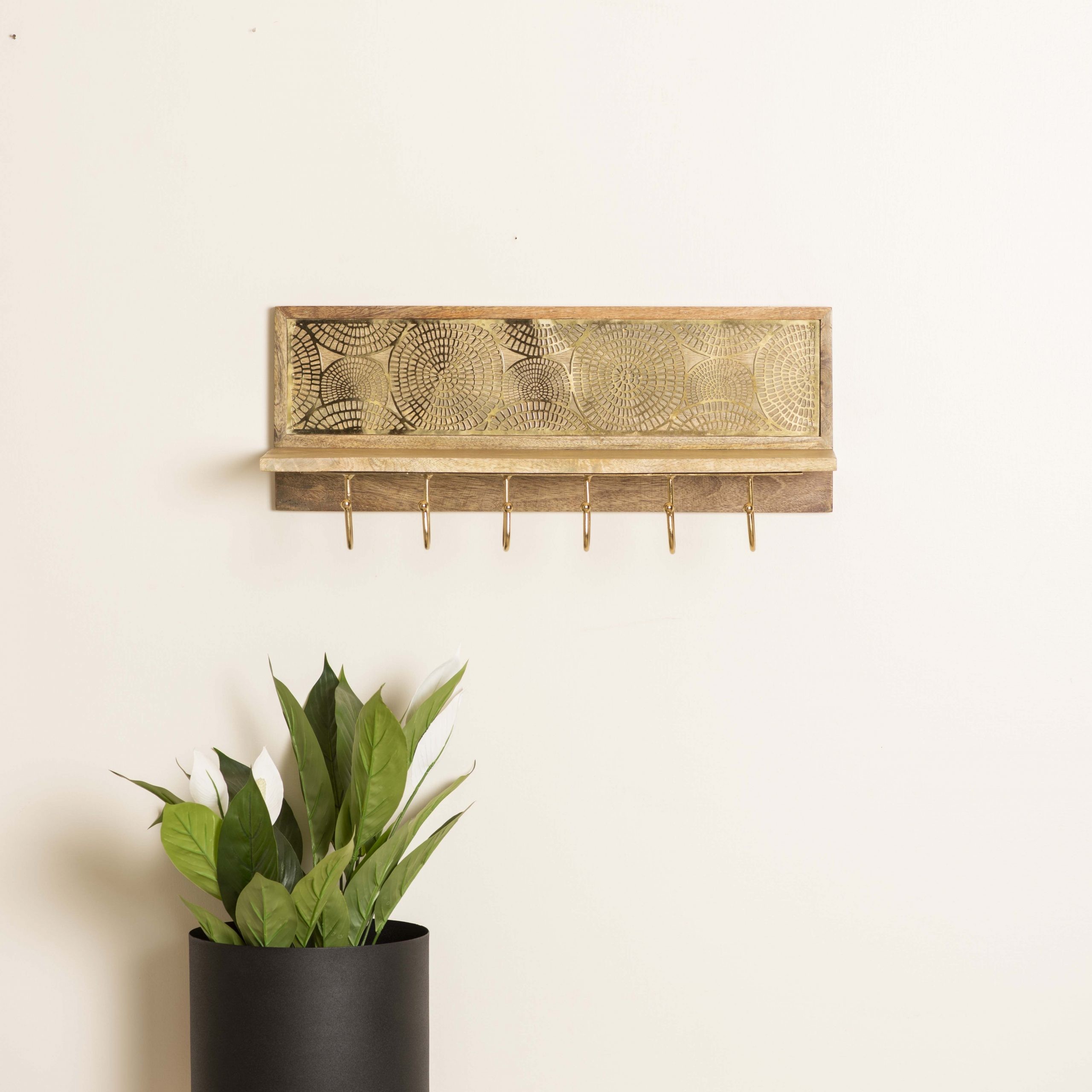Mandala Shelf With Hook Metal Mesh Small Set of 2  - The Decor Remedy 