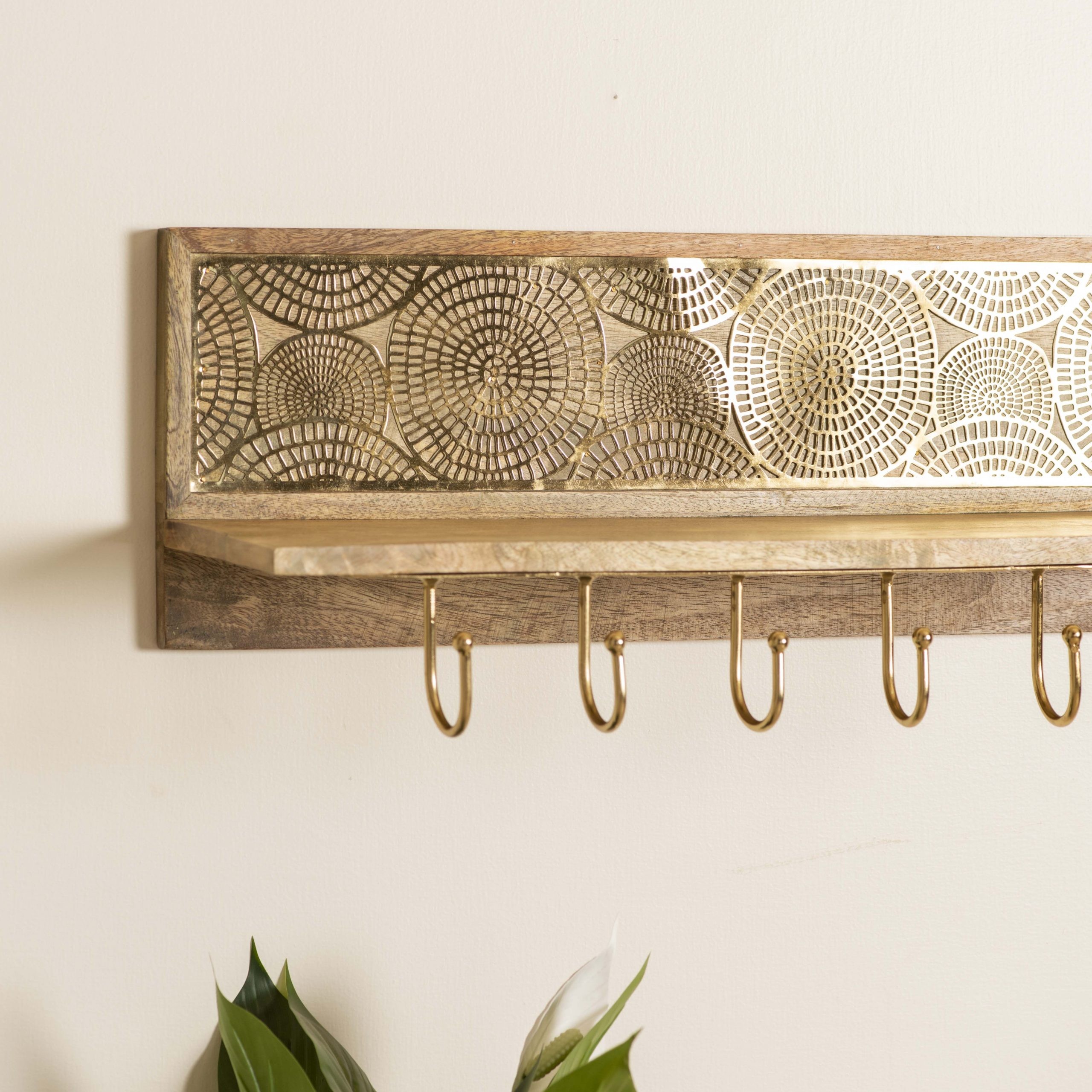 Mandala Shelf With Hook Metal Mesh Small Set of 2  - The Decor Remedy 