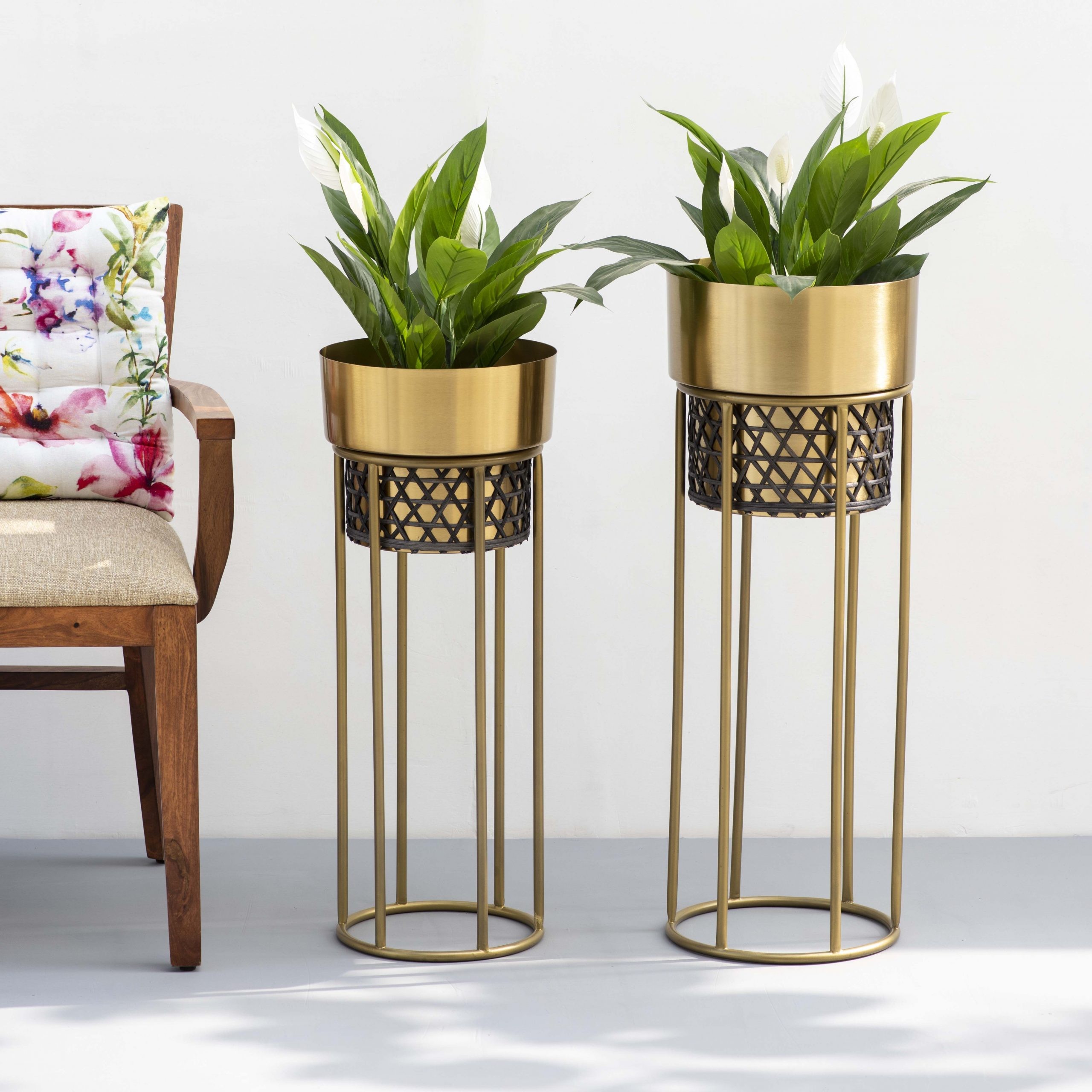 Midas Touch Gold Handwork Cane Planter Set of 2 The Decor Remedy