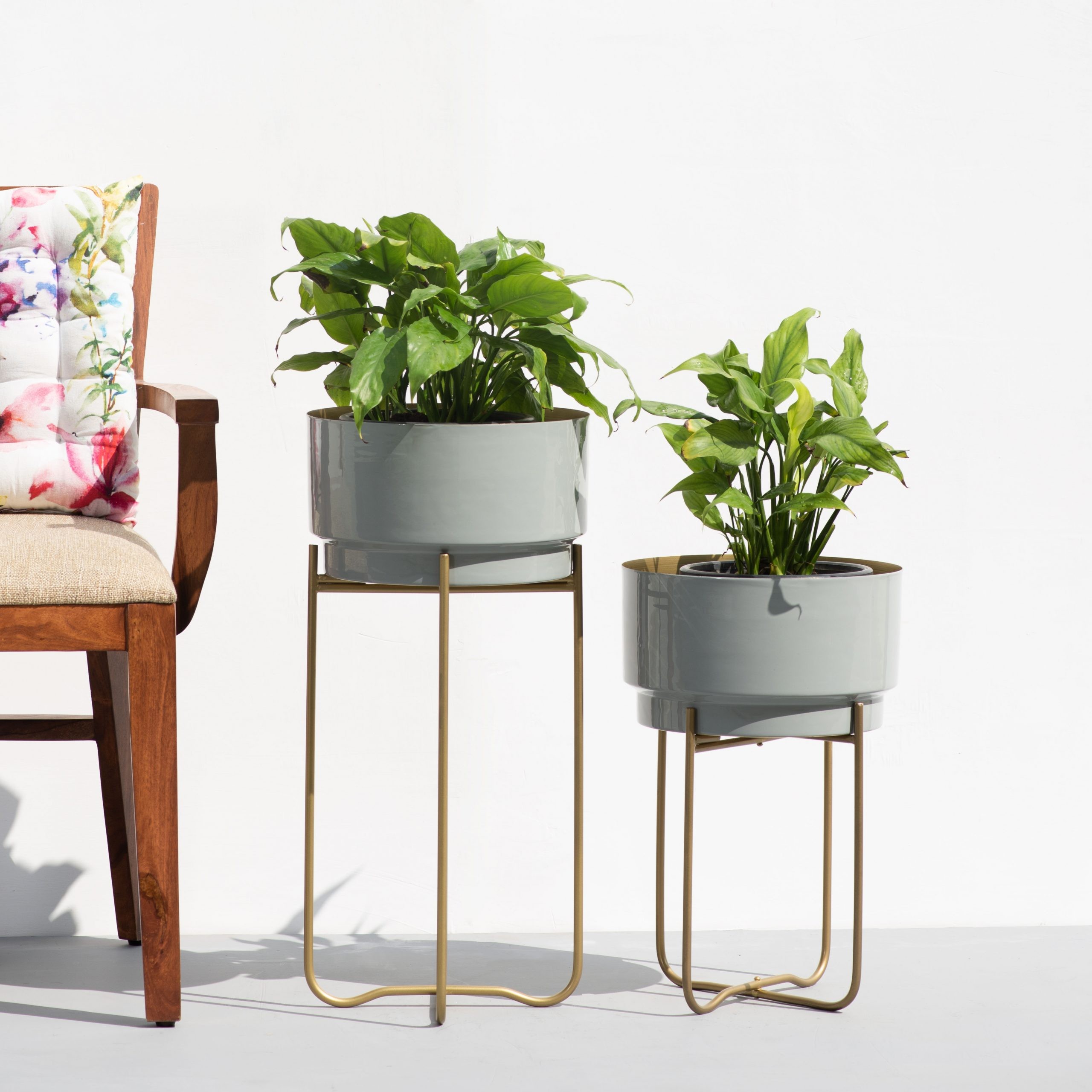 New York Grey Enamel Planters Set of 2 The Decor Remedy