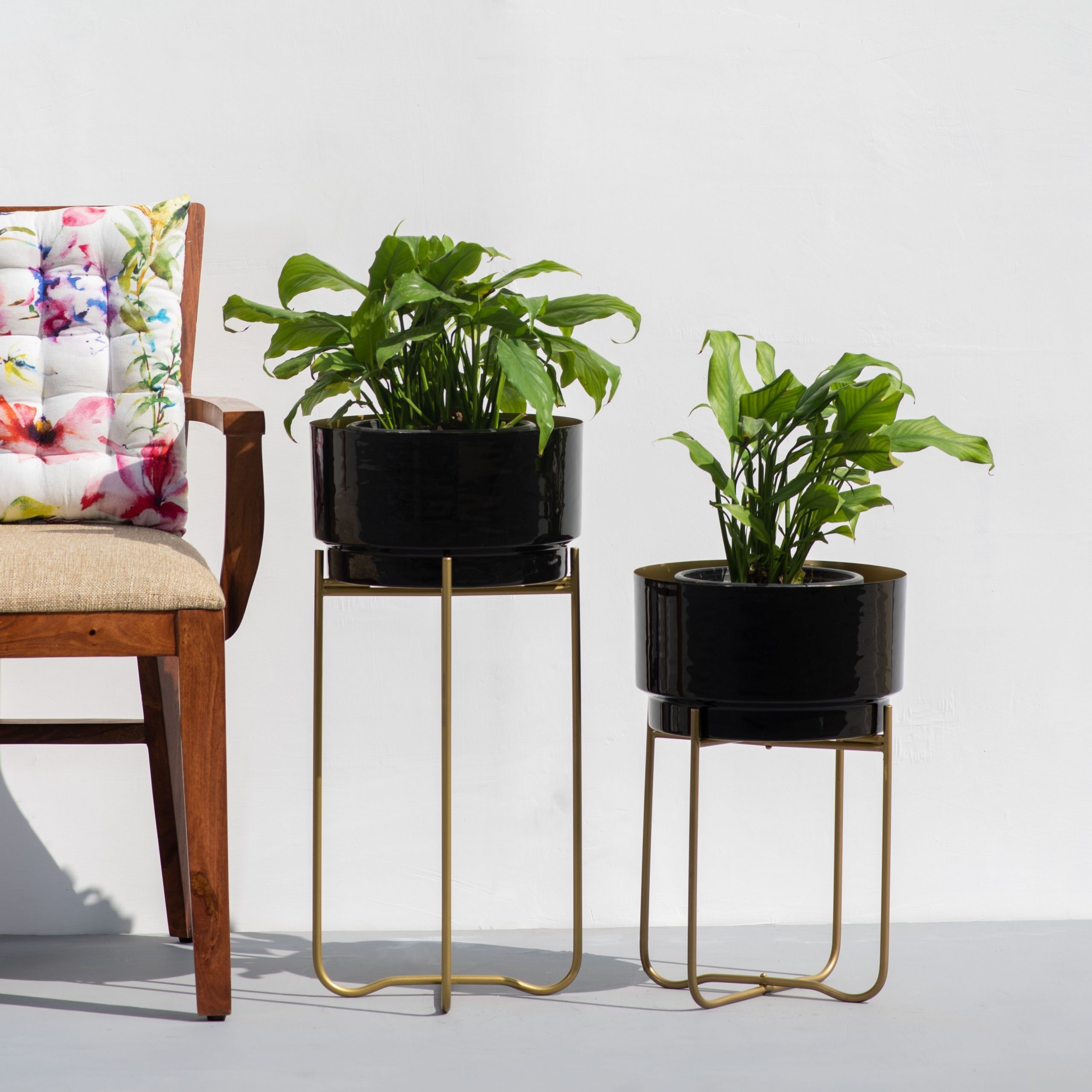 Pitch Black Enamel Planters Set of 2 The Decor Remedy